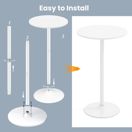 Dreamade Two-in-one Bar Table with Detachable Pole, Metal Base, 24" Round Top, 40"/22" Two Convertible Height