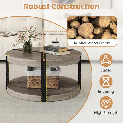 Dreamade 2 Tier Round Coffee for Living Room Reception Room