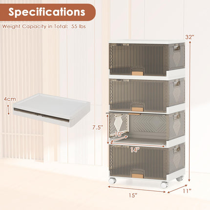 Dreamade 4 Tier Stackable Storage Bins with Lids 18 GalFoldable Shoe Storage Box