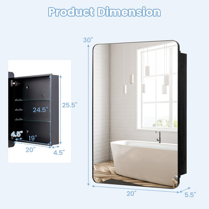Dreamade Medicine Cabinet Mirror, 20x30” Bathroom Cabinet with Beveled Mirror