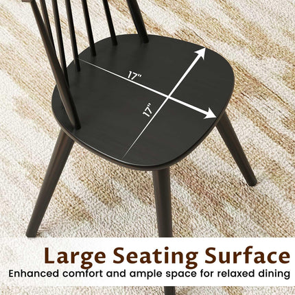 Dreamade Windsor Dining Chairs Set of 2/4 Farmhouse Wooden Black Kitchen Chairs