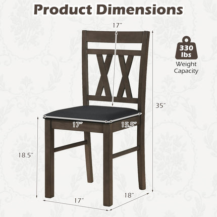 Dreamade Wood Dining Chairs Set of 2/4 Linen Style Upholstered Kitchen Chairs with Dual X-Shaped Back