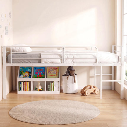 Dreamade Twin Low Loft Bed | Metal Bed Frame with 21.5" H Under-Bed Space