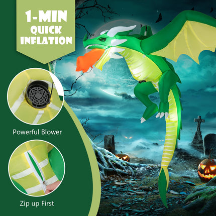 DREAMADE 5.2FT Hanging Inflatable Dragon Lighted Halloween Yard Decoration