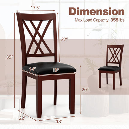 Dreamade Wood Dining Chairs Set of 2, Faux Leather Upholstered Kitchen Chairs with Rubber Wood Legs