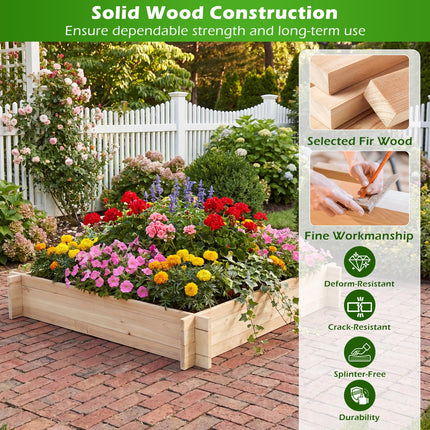 Dreamade 40" x 40" Square Fir Wood Planter Box with Open-Ended Base for Vegetables Flowers Herbs