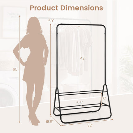Dreamade Heavy Duty Clothes Rack | Metal Garment Rack with Hanging Rod and Storage Shelves