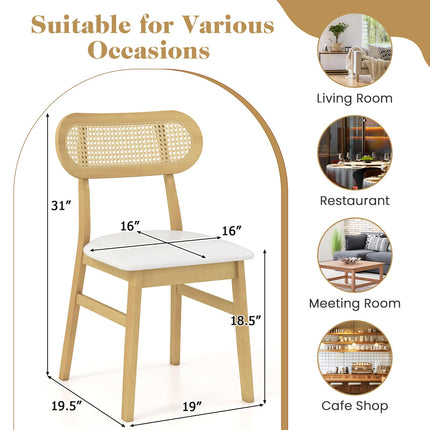 Dreamade Faux Leather Upholstered Kitchen Chairs w/Breathable Mesh Cane Backrest