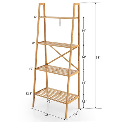 Dreamade 4-Tier Bamboo Bookshelf, Multifunctional Storage Display Rack Shelves with Anti-Tipping Device