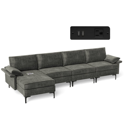 Dreamade 130.5" L Convertible Sofa Couch, Sectional Sleeper