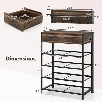 Dreamade Coat Rack Shoe Stand Set