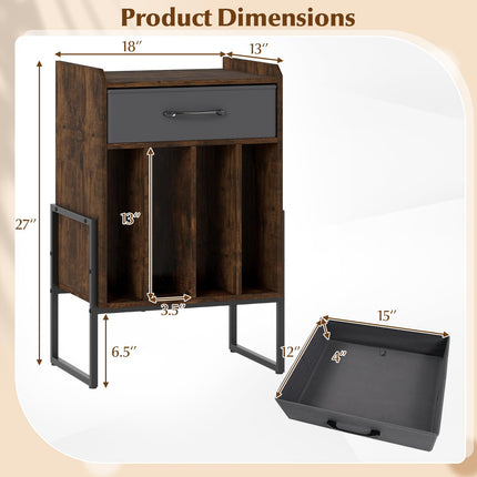 Dreamade Record Player Stand 2-Tier Turntable Stand with Fabric Drawer