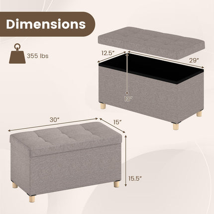 Dreamade 30 Inches Storage Ottoman Bench with Tray and Rubber Wood Legs