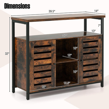 Dreamade Buffet Cabinet, Kitchen Sideboard with 2 Storage Cupboards, Open Shelves, 2 Cubes, Anti-Tipping Kits