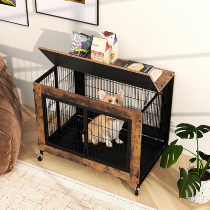 Dreamade Dog Crate Furniture with Wheels