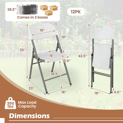 Dreamade 4/8/12-Pack Plastic Folding Chairs, HDPE Waiting Room Chairs w/Metal Frame