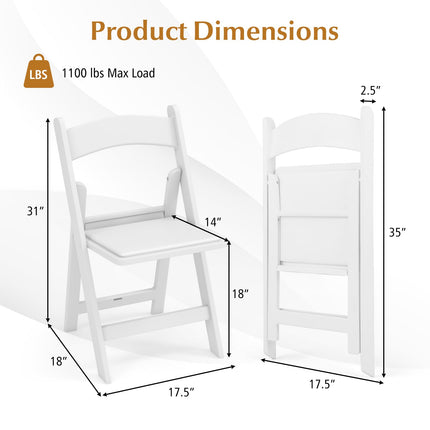 Dreamade Folding Chairs with Padded Seat, All-Weather Resin Frame
