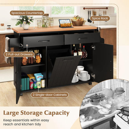 Dreamade Kitchen Island w/Trash Bag Storage