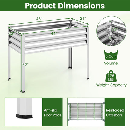 Dreamade 44" x 22" x 32" Metal Large Elevated Planter Box for Vegetable Flower Fruit Herb (1/2)