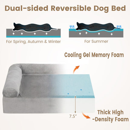 Dreamade Cooling Gel Memory Foam Dog Bed for Medium Dogs with Washable Cover