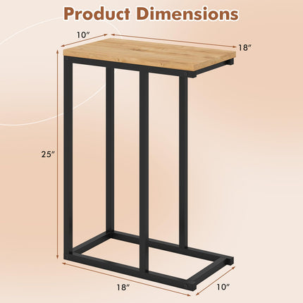Dreamade Small Sofa Couch Side Table That Slide Under with Metal Frame & Spacious Tabletop