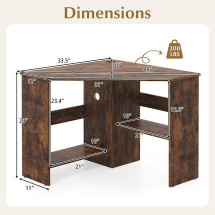 Dreamade Computer Desk with Storage Shelves and CPU Stand