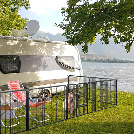 Dreamade Dog Playpen Outdoor 24" H - 8/16 Panels Metal Pet Fence for Puppies Small Dogs, Portable Dog Fence for Yard Garden RV Camping