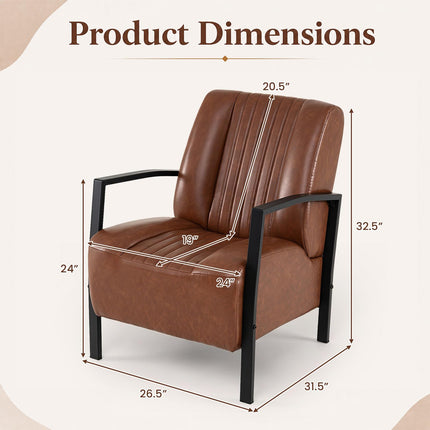 Dreamade PU Leather Upholstered Armchair with Padded Seat & Back (1/2)