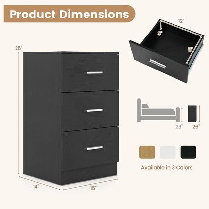 Dreamade Night Stand with Charging Station - 26’’ Tall Side End Table