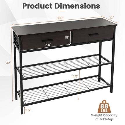 Dreamade 39.5” Console Table with Storage Drawer - Entryway Table with 2 Drawers