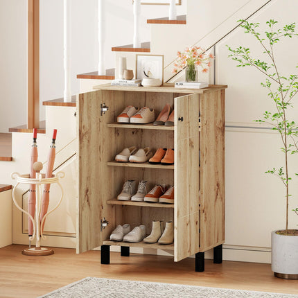 Dreamade Shoe Cabinet with Doors 4-Tier Narrow Shoe Rack Cabinet