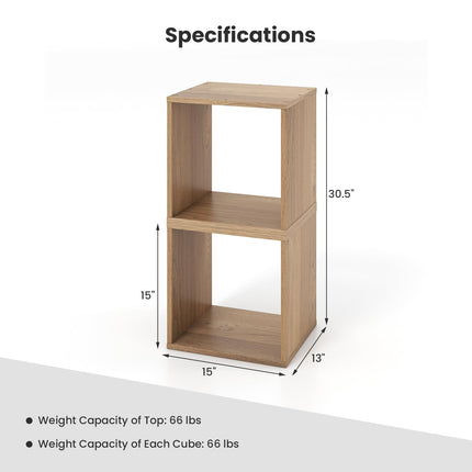 Dreamade 2/4 Cube Bookshelf Organizer, 2-Tier Stackable Cube Storage Organizer