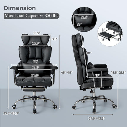 Dreamade Office Desk Chair, High Back Executive Office Chair with Foot Rest and Lumbar Support