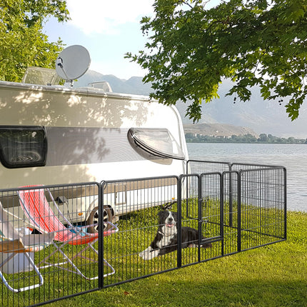 Dreamade Dog Playpen Outdoor 32" H - 8/16 Panels Metal Pet Fence for Medium Dogs, Heavy Duty Dog Pen Exercise Fence with Door