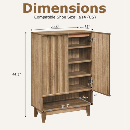 Dreamade Wooden Shoe Cabinet with 2 Fluted Doors