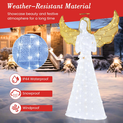 Dreamade 5 FT Christmas Pre-Lit Angel, Yard Lighted-up Festive Angel w/Halo