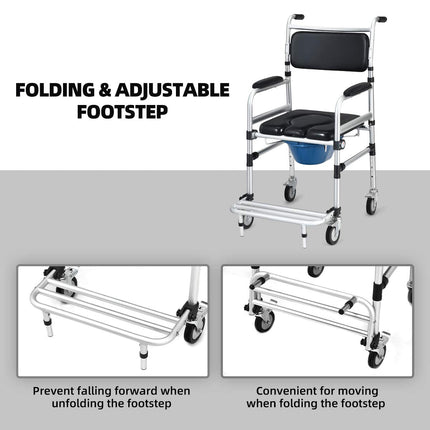Dreamade 3 in 1 Lightweight Shower Commode Wheelchair