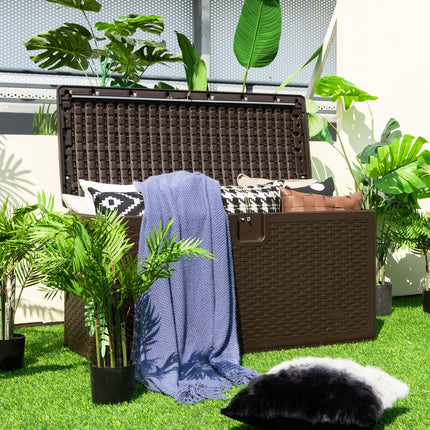 Dreamade Patio Deck Box - Outdoor Storage Bin with Flip Lid, Lock Hole, 31-130 Gallons