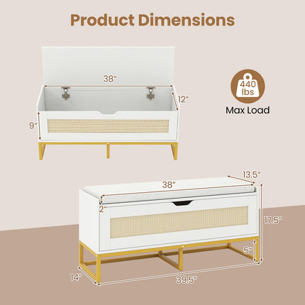 Dreamade Flip-Top Entryway Bench with Removable Padded Seat & Hidden Storage