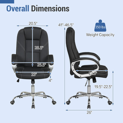 Dreamade Leather Office Chair with Padded Armrests & Rocking Backrest