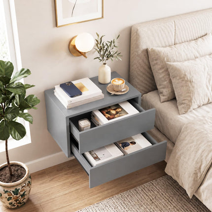 Dreamade Floating Nightstand | Wall-Mounted Bedside Table with 2 Drawers (1/2)