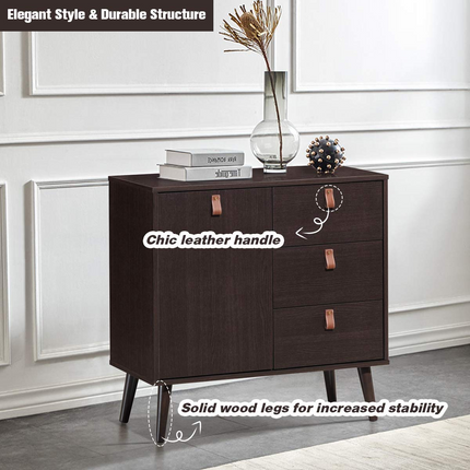 Dreamade Sideboard Storage Cabinet with Doors and Adjustable Shelf (Dark Brown)