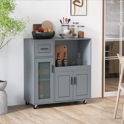 Dreamade Kitchen Island with Storage, Kitchen Cart with Wheels
