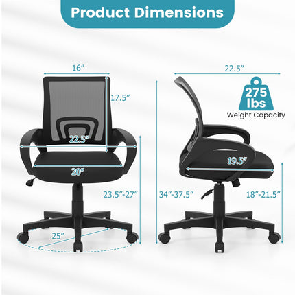 Dreamade Ergonomic Mesh Office Chair | Mid-Back Computer Chair with Breathable Backrest