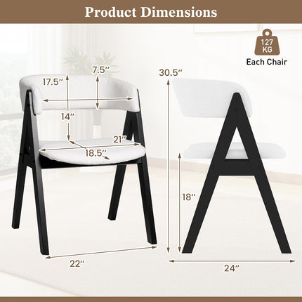 Dreamade Wooden Dining Chairs Set of 2/4 Modern Sherpa Upholstered Kitchen Chair