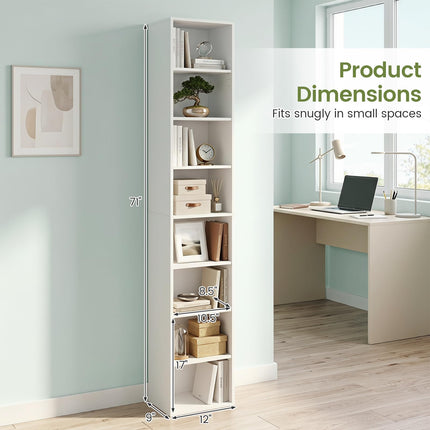 Dreamade 8-Tier Tall Narrow Media Tower Rack with 4 Adjustable Shelves (1/2)