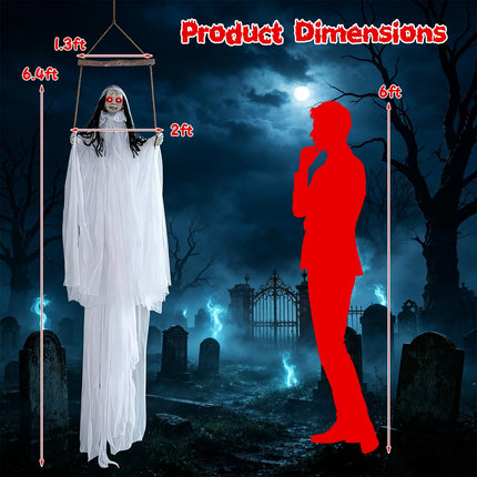 DREAMADE 6.4 FT Sound Activated Halloween Hanging Girl