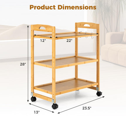 Dreamade 3-Tier Rolling Storage Cart for Living Dining Room