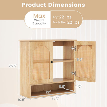 Dreamade Rattan Bathroom Medicine Cabinet