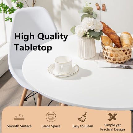 Dreamade Dining Table, Round Dining Room Table with Solid Beech Wood Legs